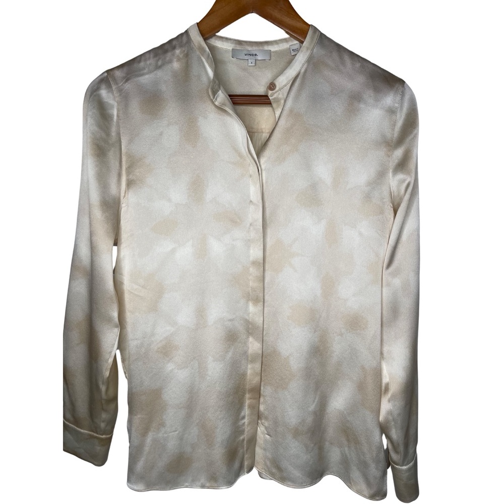 Vince Button Front Silk Blouse Size 4